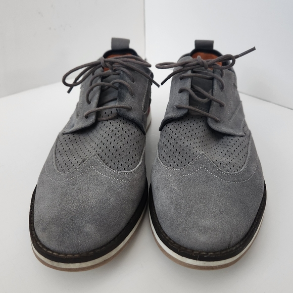 Thomas & Vine Jett Wing Tip Derby Gray Suede Upper Oxford Mens Shoes Sz 12 - Picture 5 of 12